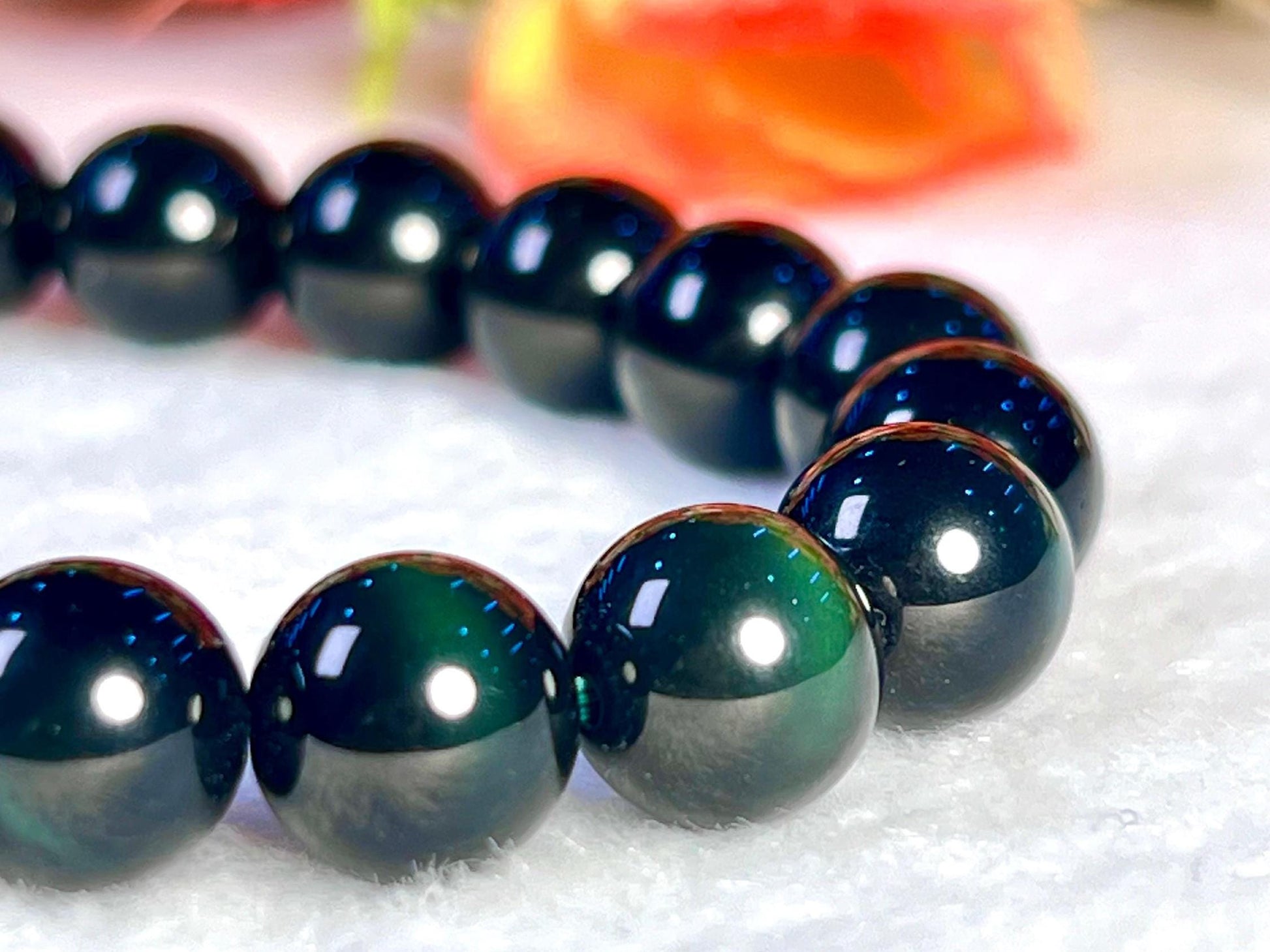 Green Obsidian Stone Bracelet l Stretchable Bracelet l Unisex Bracelet l 8 MM Bracelet