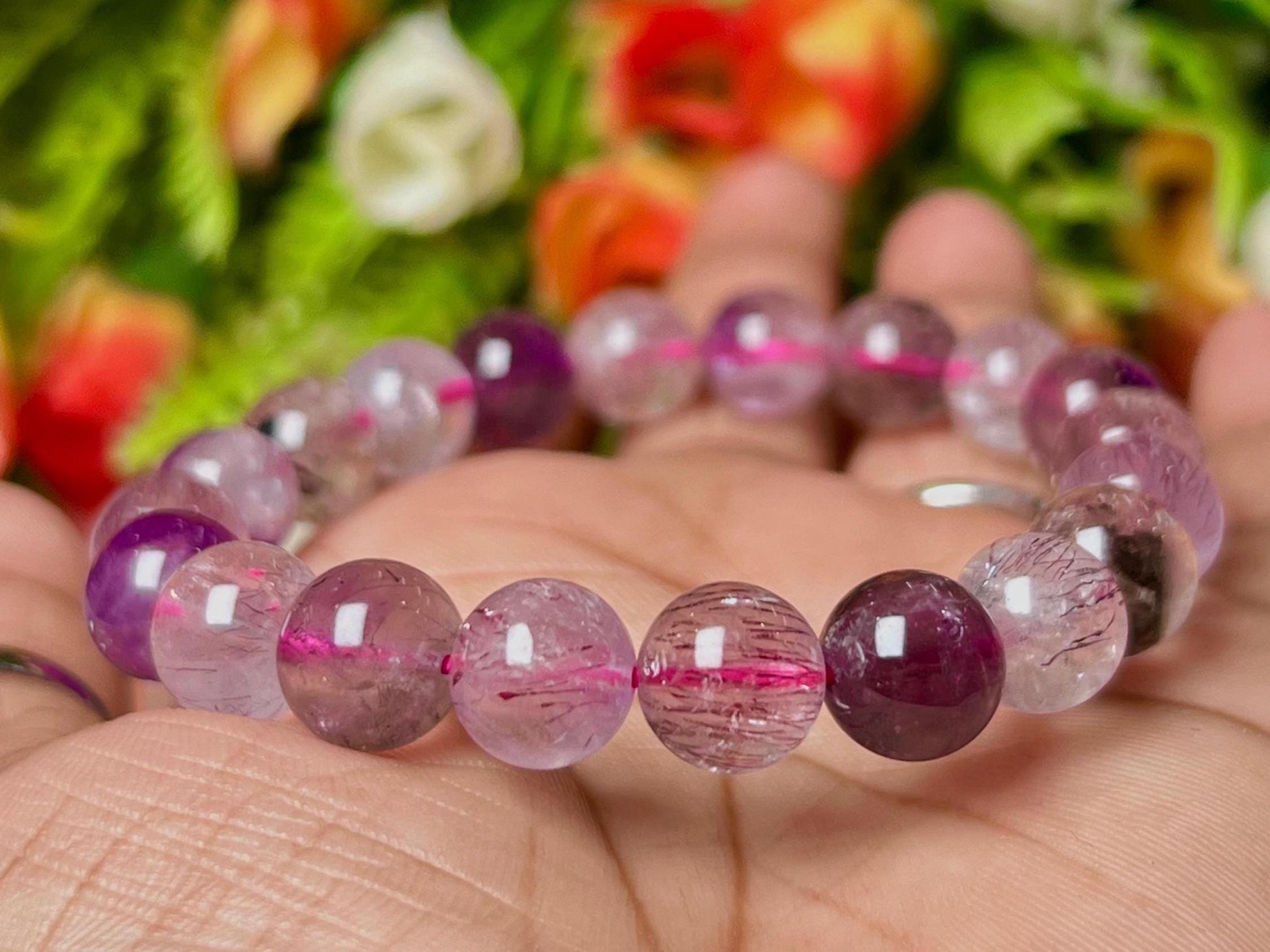 Super Seven Melody Stone Bracelet l Stretchable Bracelet l Unisex Bracelet l 8 MM Bracelet