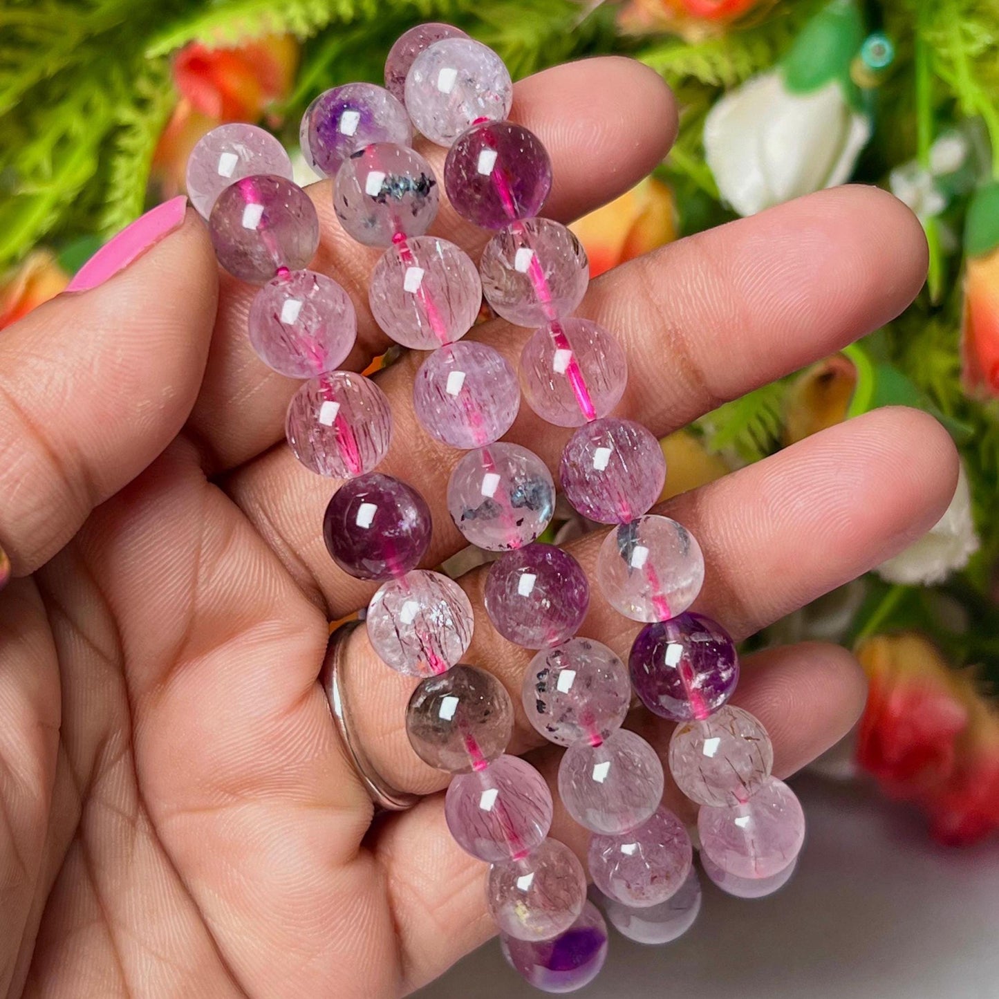 Super Seven Melody Stone Bracelet l Stretchable Bracelet l Unisex Bracelet l 8 MM Bracelet