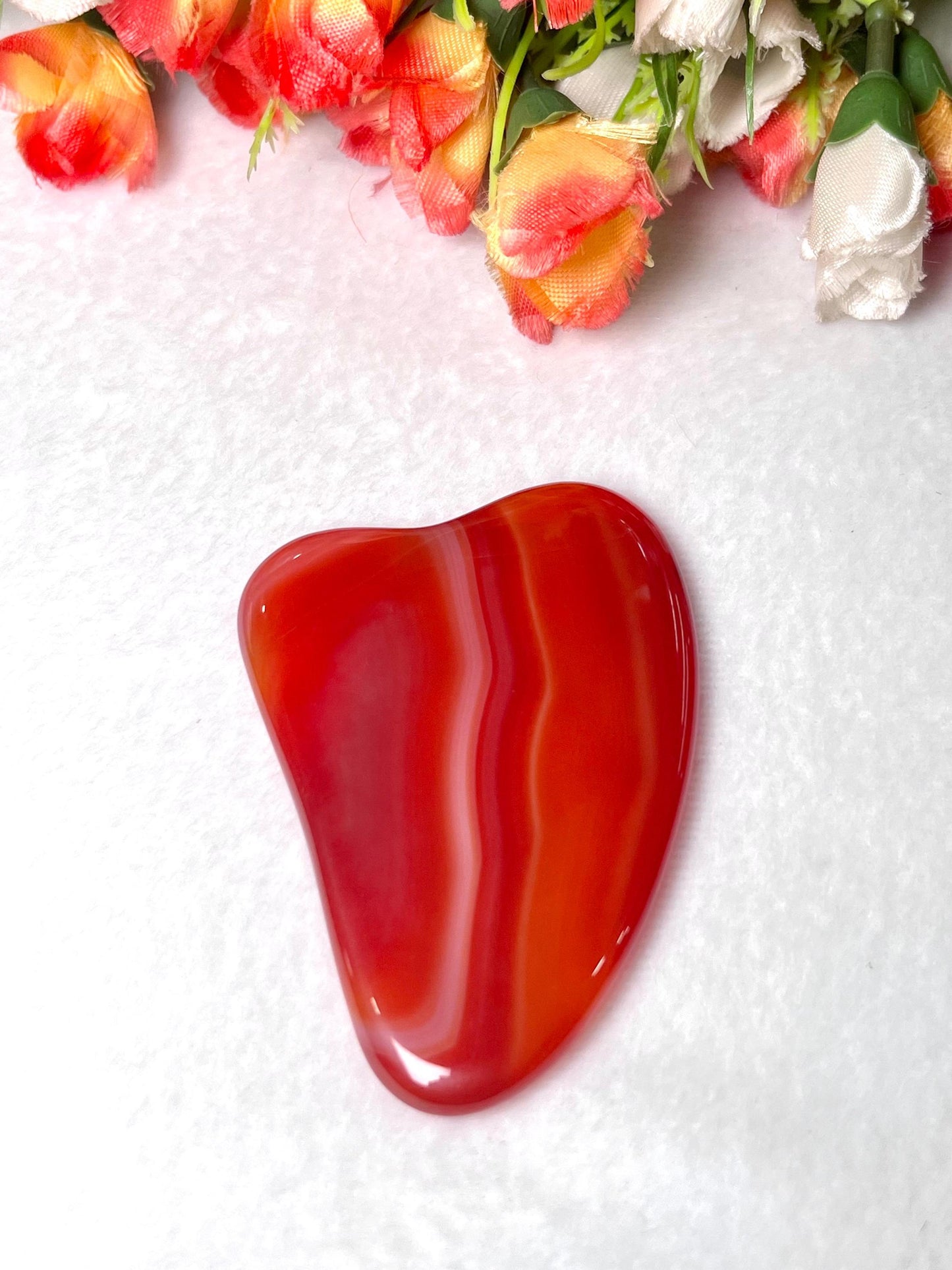 Red Onyx Stone Gua Sha Massager - Face Massage - Body Massage