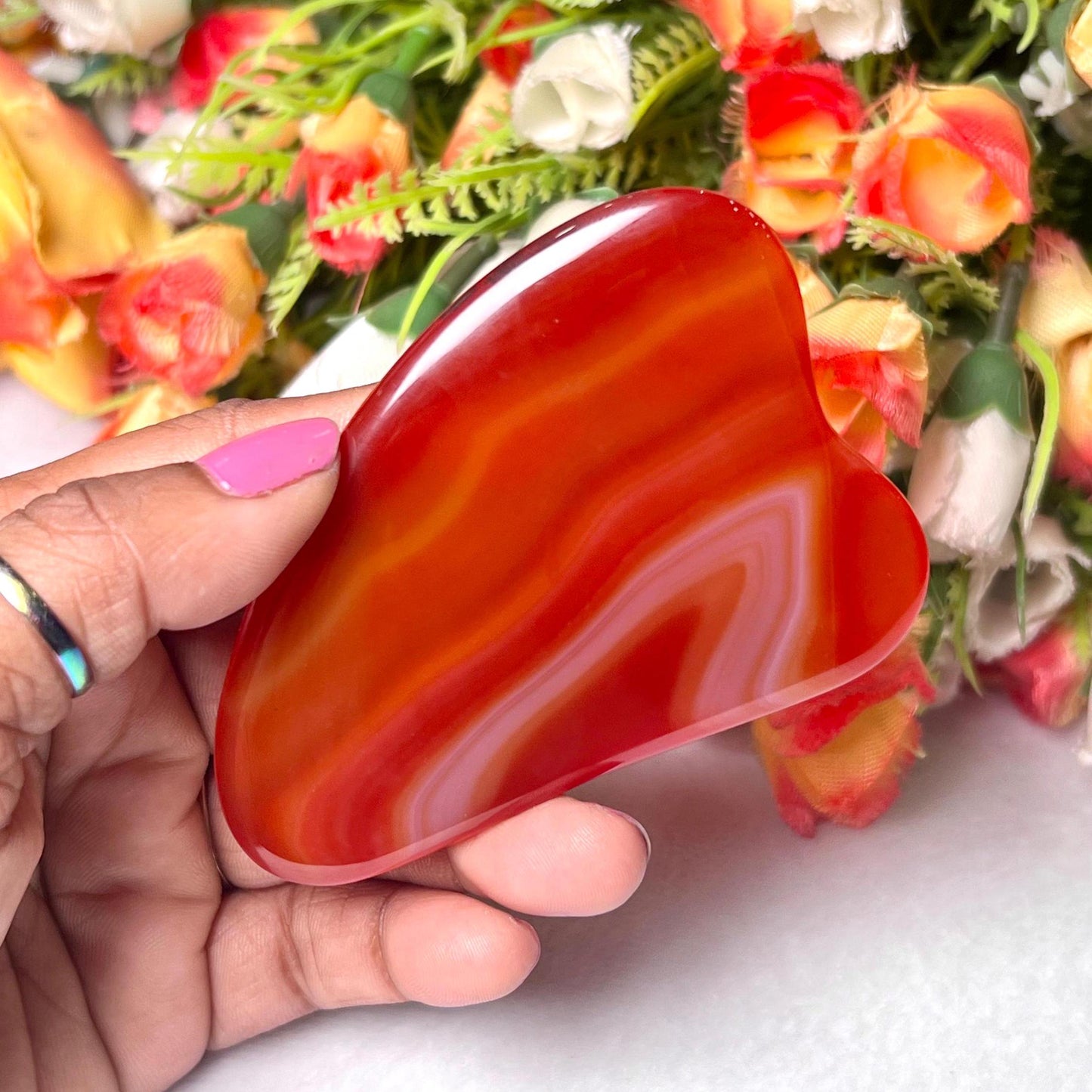 Red Onyx Stone Gua Sha Massager - Face Massage - Body Massage