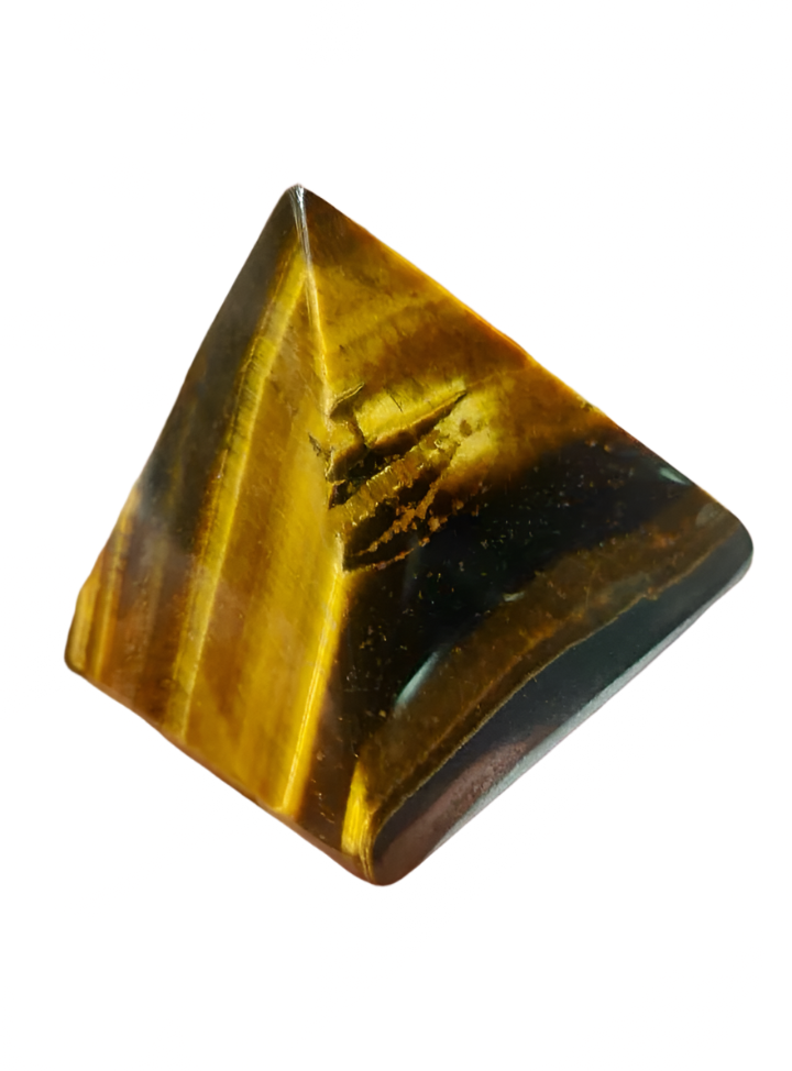 Tiger’s Eye Gemstone Pyramid – 35MM Crystal for Focus, Protection & Energy Grids