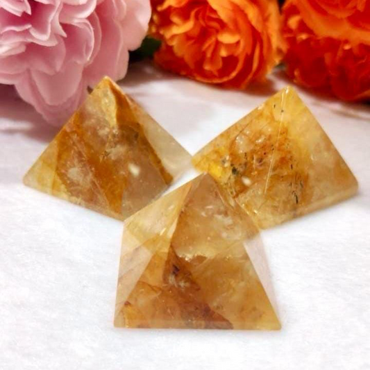 Golden Healer Himalayan Crystal Quartz Pyramid – 35MM Gemstone for Energy Healing & Chakra Balancing