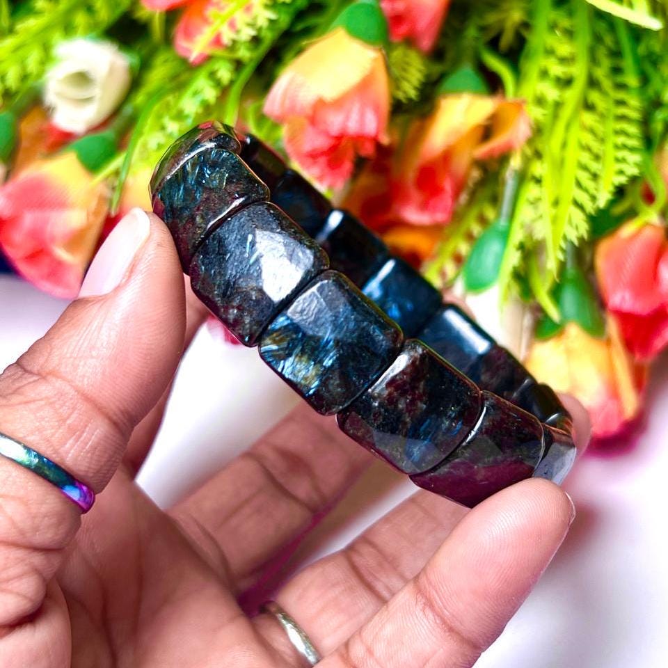 15 MM Greenland Nuummite Stone Bracelet l Stretchable Bracelet