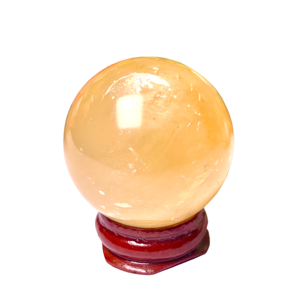 Yellow Calcite Stone Sphere – 40MM Crystal Ball for Positivity, Meditation & Energy Grids