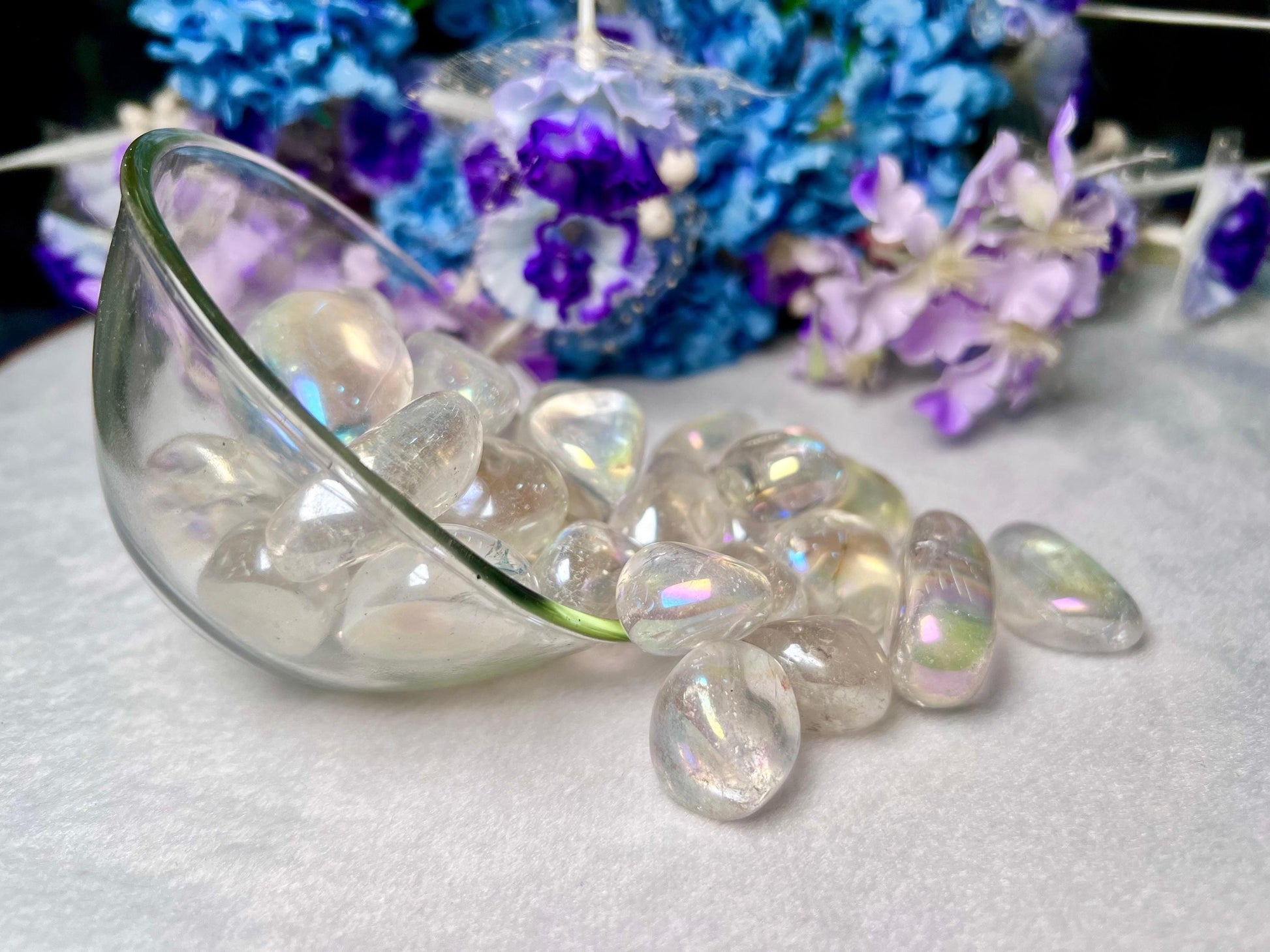 Angel Aura Quartz Tumbled Stone – Spiritual Healing Crystal – Available in Packs of 1, 3, 5, and 10 Pieces (AAAAA+ Quality)