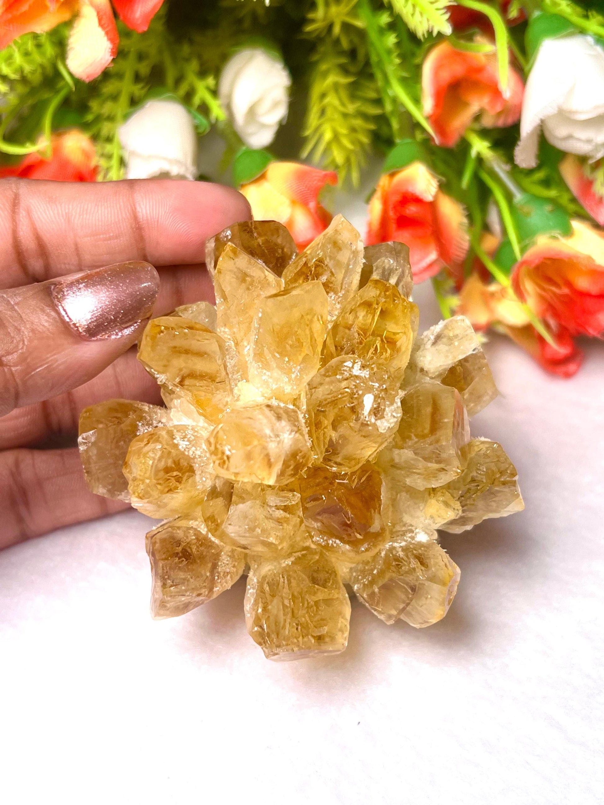 275g+ Orange Quartz Cluster, Energy Crystal Quartz Point VUG,Home Decor, Reiki Healing, Crystal gift 1PC