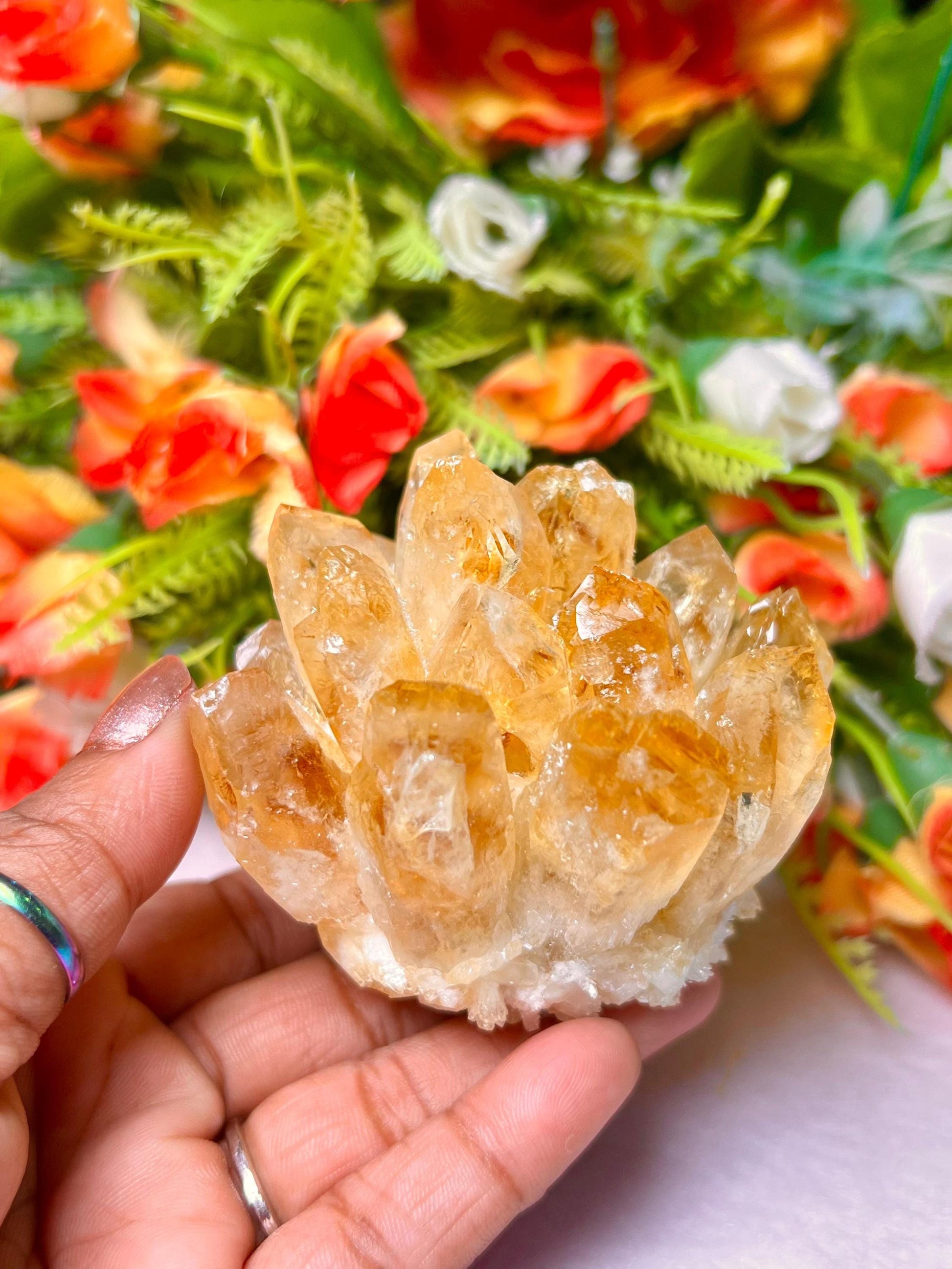 275g+ Orange Quartz Cluster, Energy Crystal Quartz Point VUG,Home Decor, Reiki Healing, Crystal gift 1PC