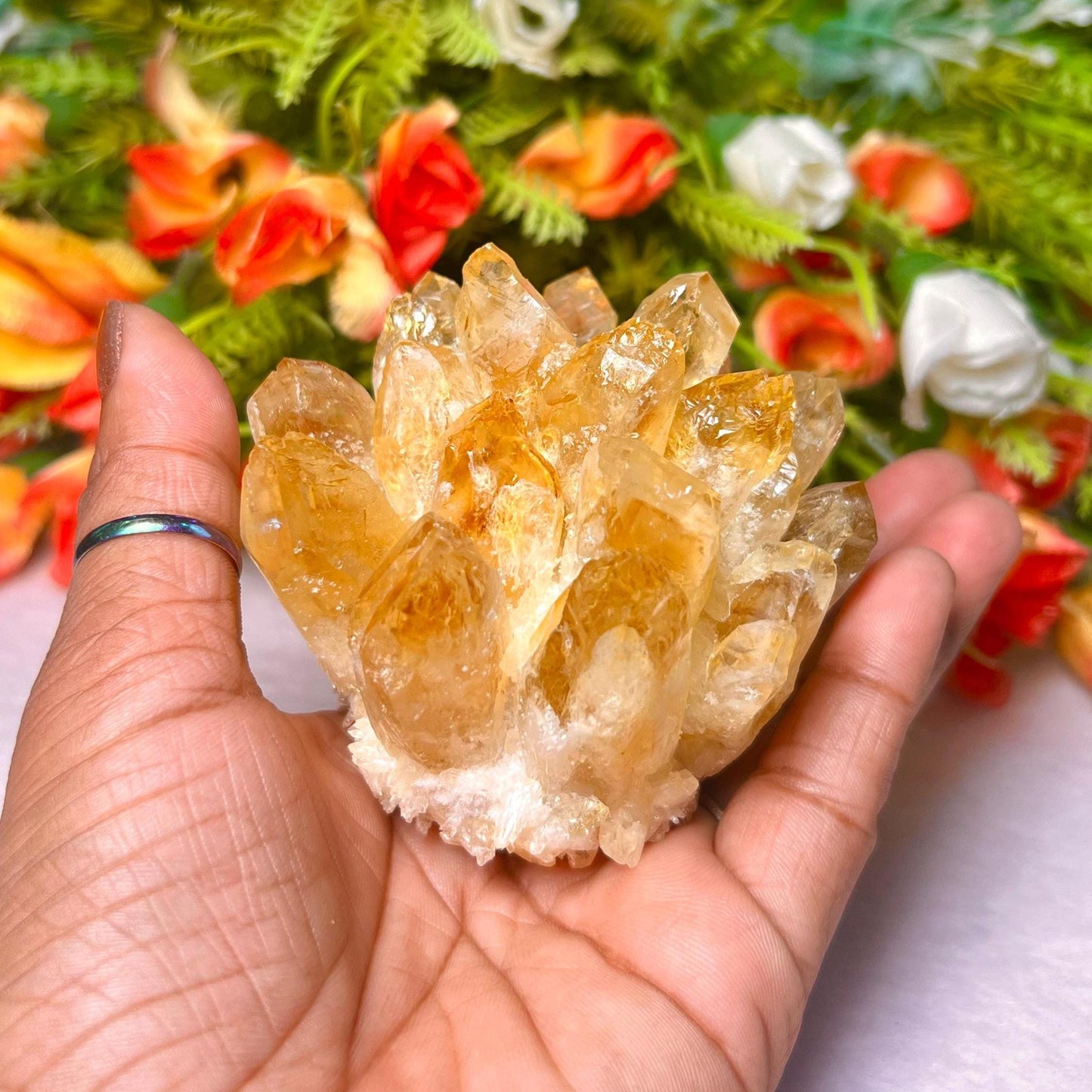 275g+ Orange Quartz Cluster, Energy Crystal Quartz Point VUG,Home Decor, Reiki Healing, Crystal gift 1PC