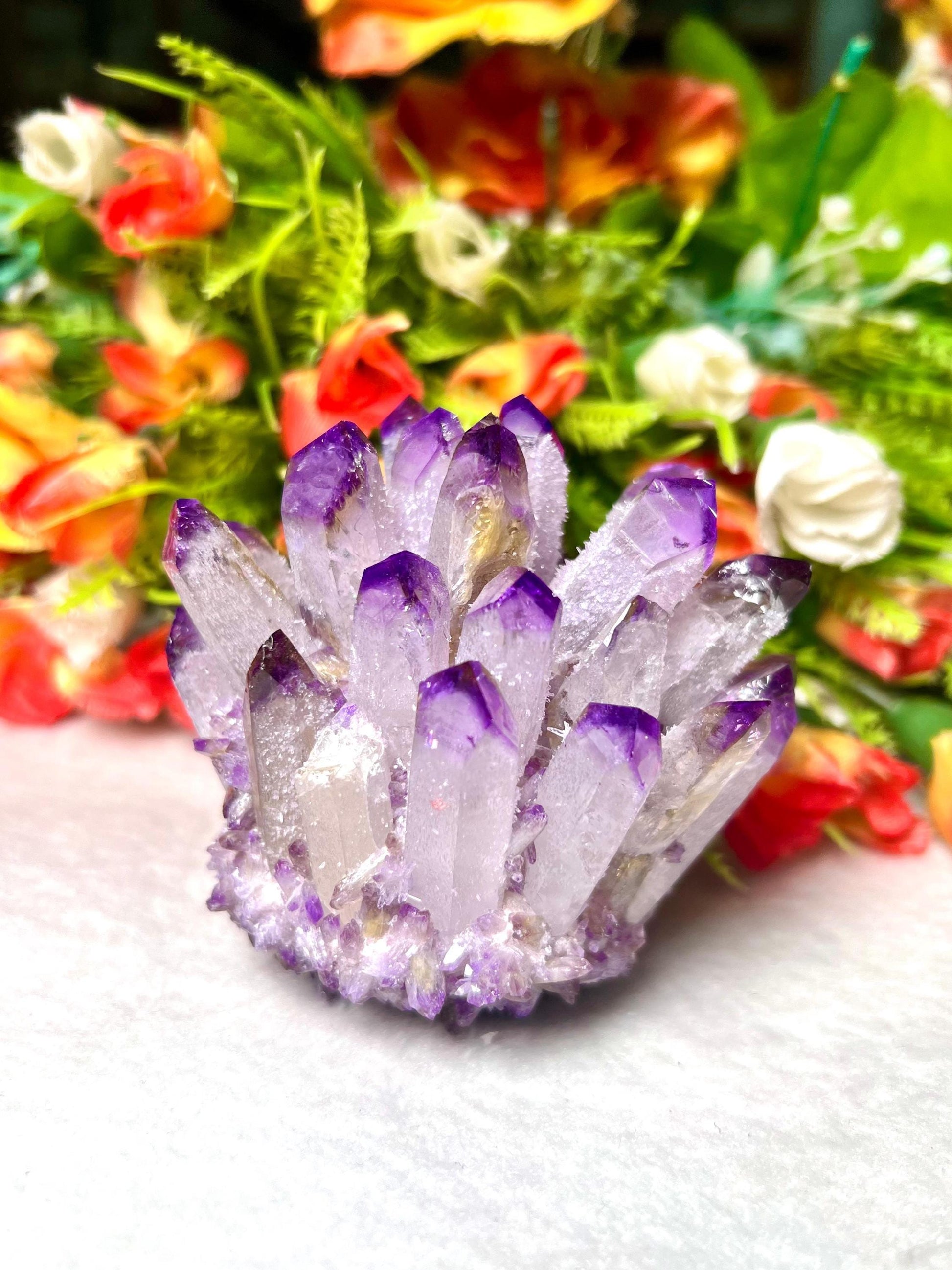 400g+ Purple Quartz Cluster, Energy Crystal Quartz Point VUG,Home Office Decor, Reiki Healing, Crystal gift 1PC