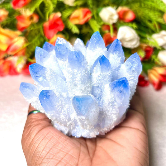 400g+ Blue Quartz Cluster, Energy Crystal Quartz Point VUG,Home Office Decor, Reiki Healing, Crystal gift 1PC