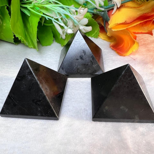 Black Tourmaline Gemstone Pyramid – 35MM Crystal for Protection, Grounding & Energy Grids