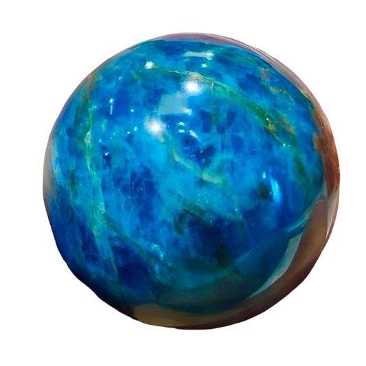 Neon Blue Apatite Crystal Sphere – 40MM Stone for Inspiration, Clarity & Manifestation