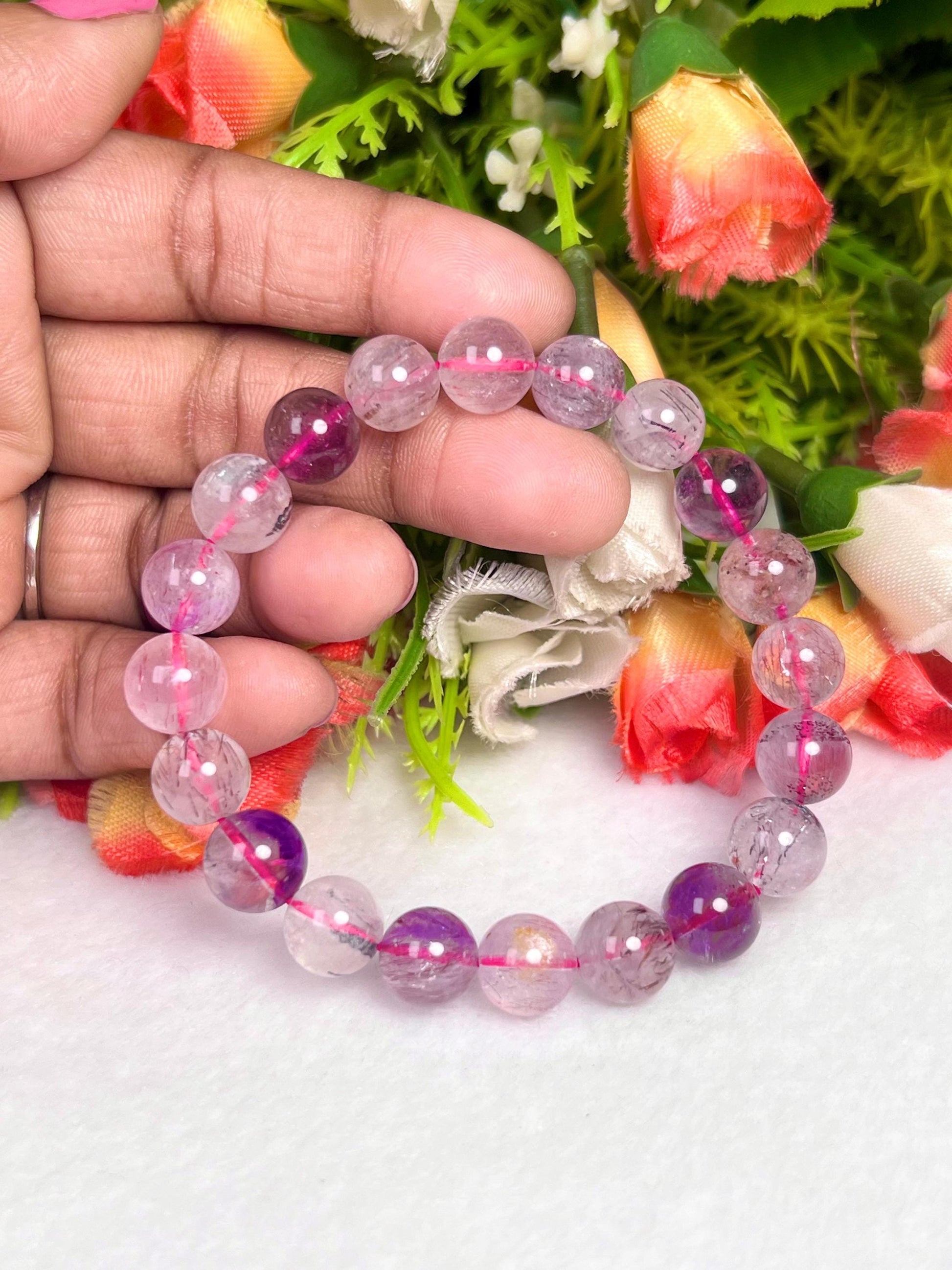 Super Seven Melody Stone Bracelet l Stretchable Bracelet l Unisex Bracelet l 8 MM Bracelet