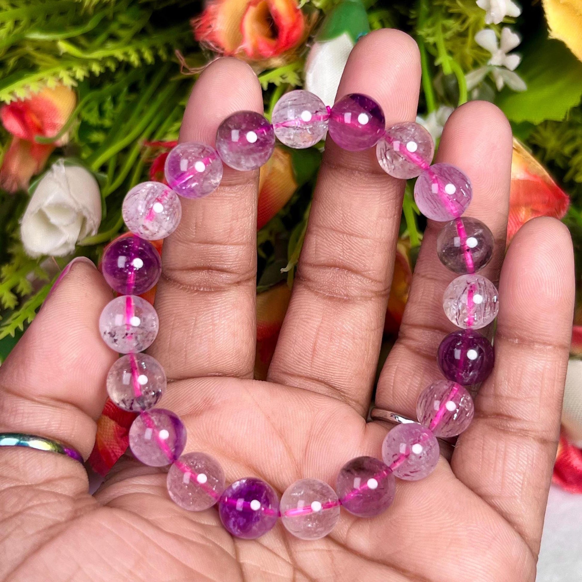 Super Seven Melody Stone Bracelet l Stretchable Bracelet l Unisex Bracelet l 8 MM Bracelet