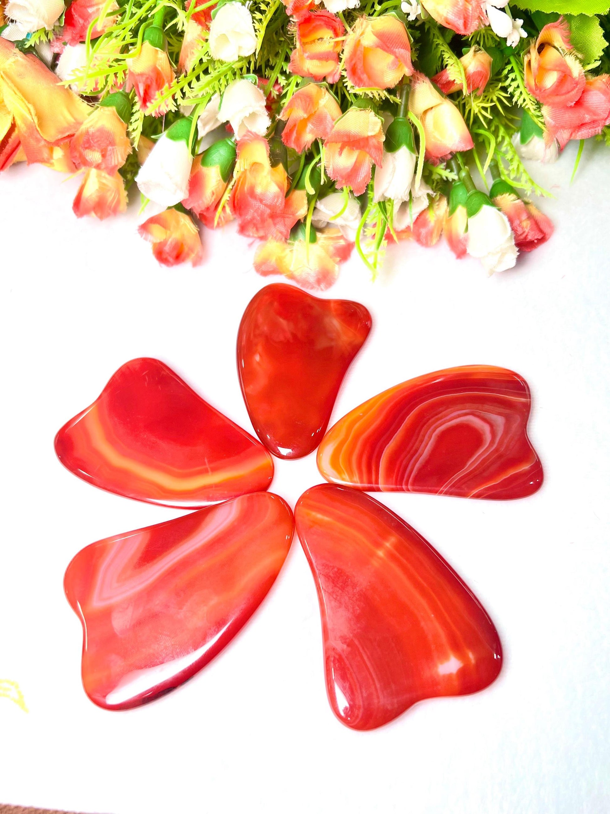 Red Onyx Stone Gua Sha Massager - Face Massage - Body Massage