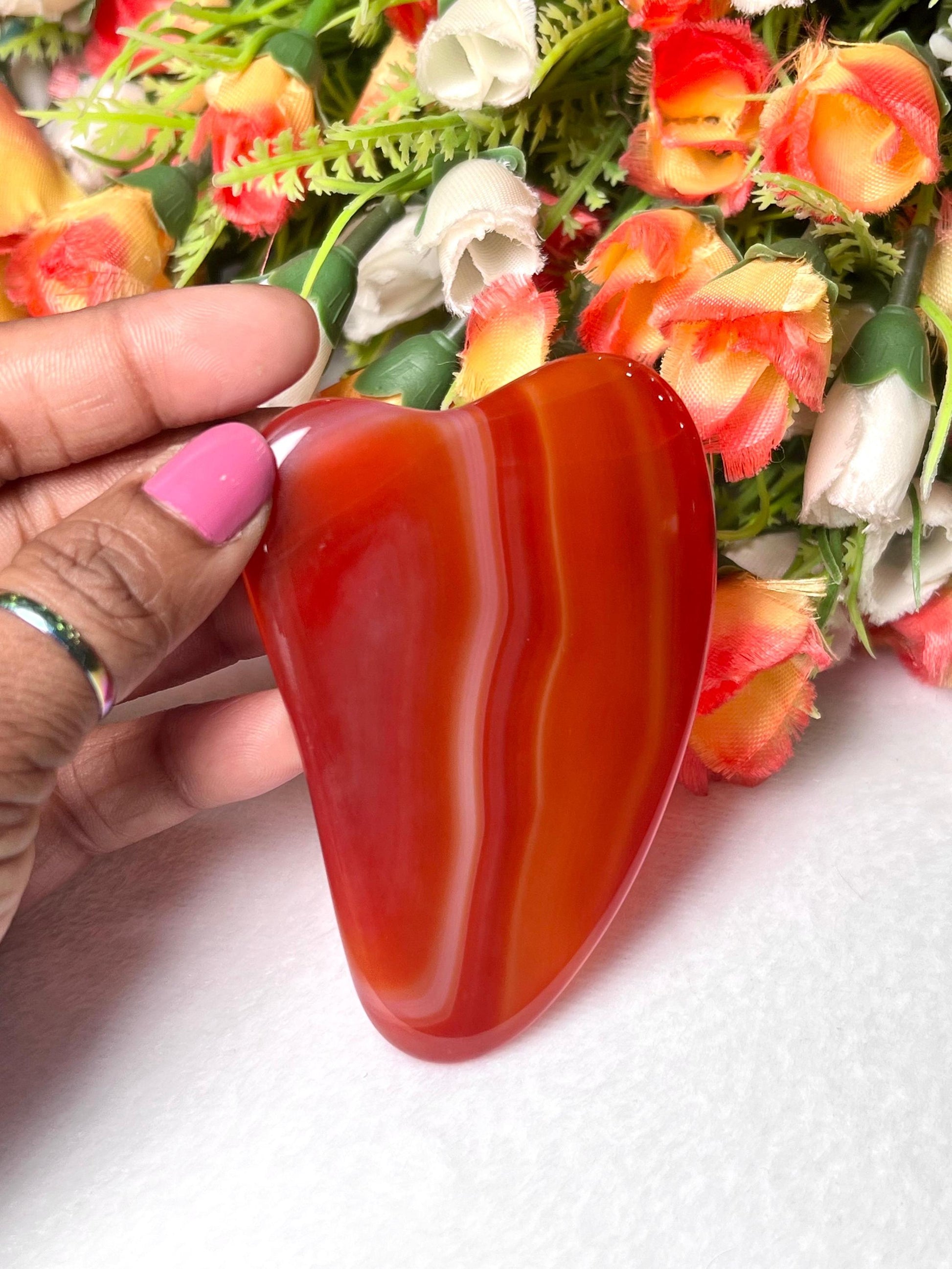 Red Onyx Stone Gua Sha Massager - Face Massage - Body Massage