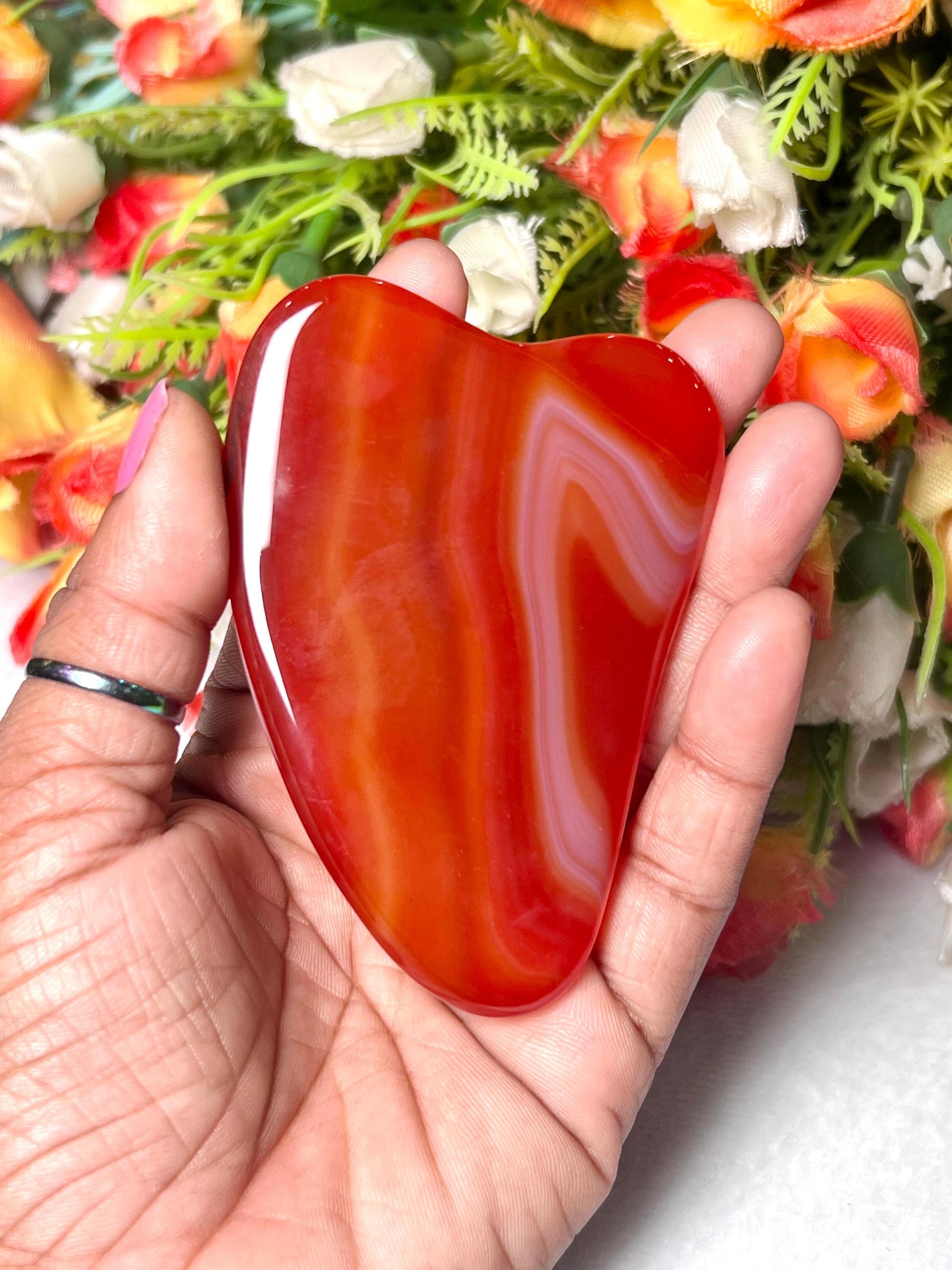 Red Onyx Stone Gua Sha Massager - Face Massage - Body Massage