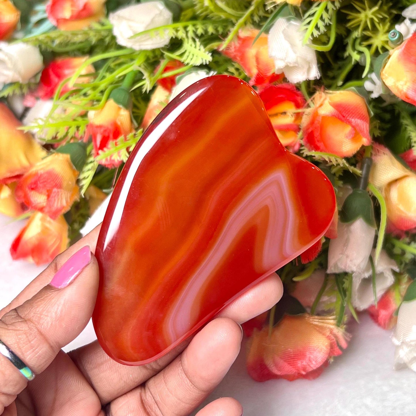 Red Onyx Stone Gua Sha Massager - Face Massage - Body Massage