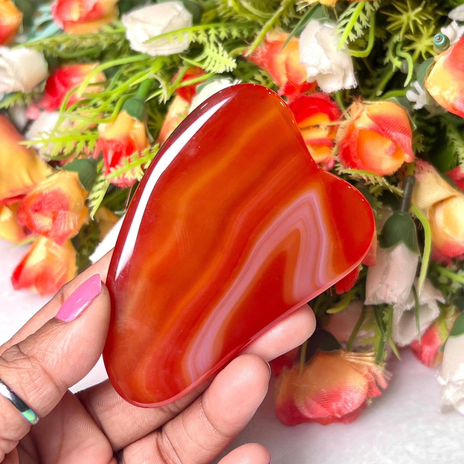 Red Onyx Stone Gua Sha Massager - Face Massage - Body Massage