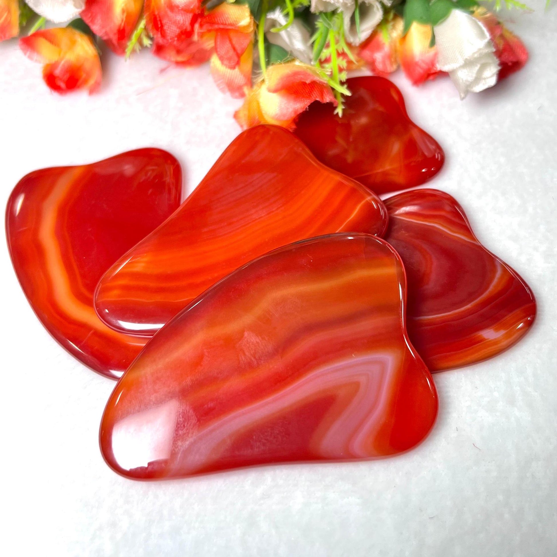 Red Onyx Stone Gua Sha Massager - Face Massage - Body Massage
