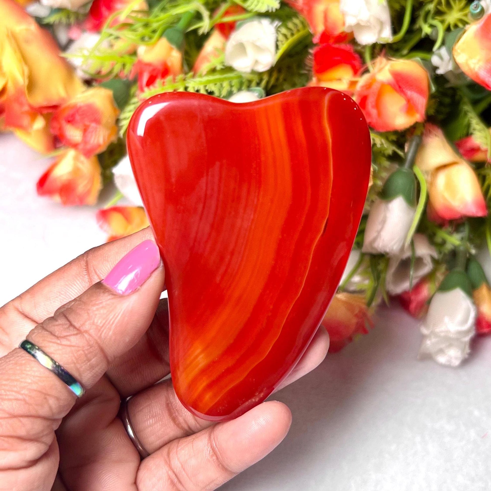 Red Onyx Stone Gua Sha Massager - Face Massage - Body Massage