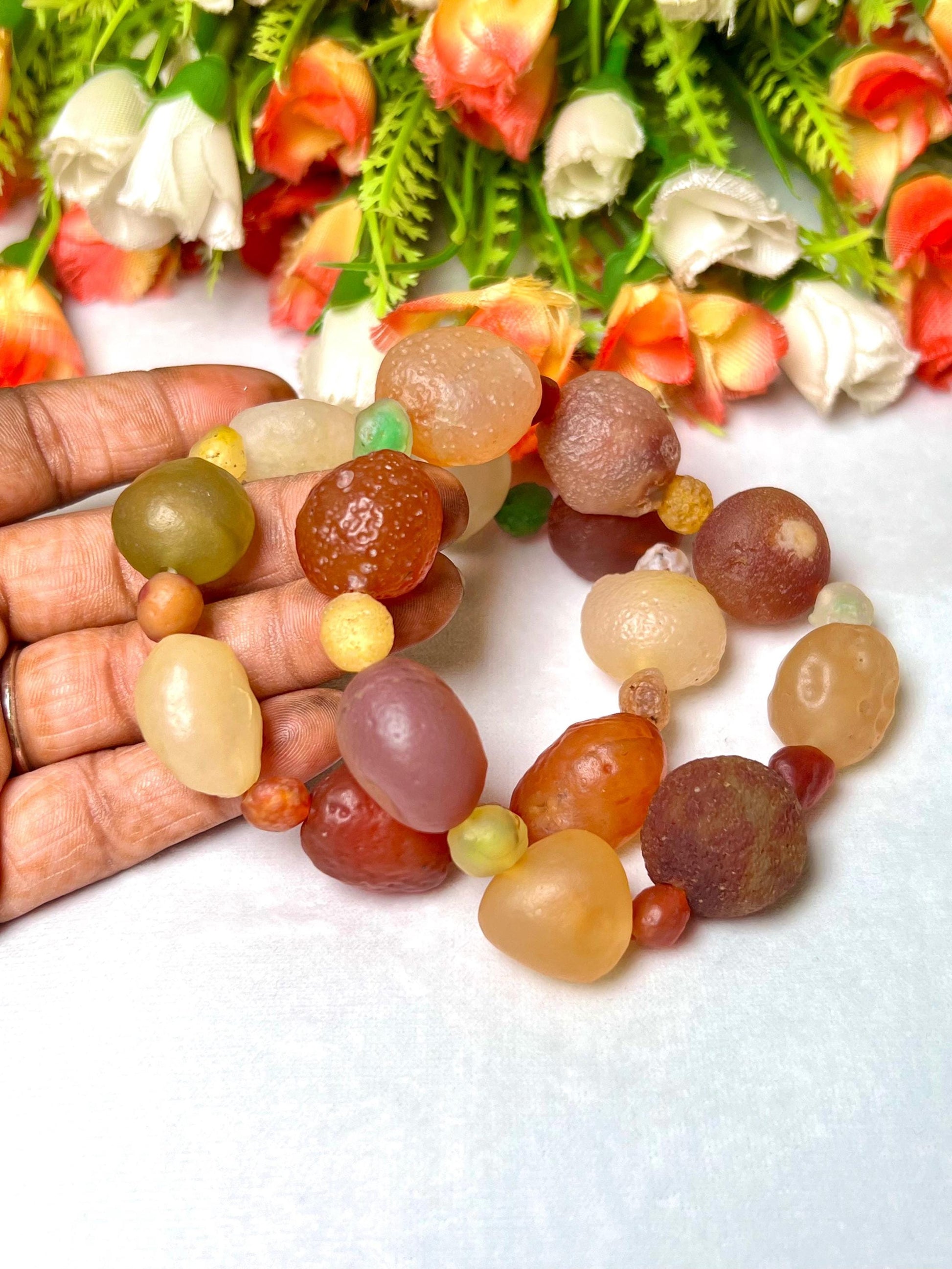 15 MM Gobi Desert Stone Bracelet l Stretchable Bracelet l Unisex Bracelet