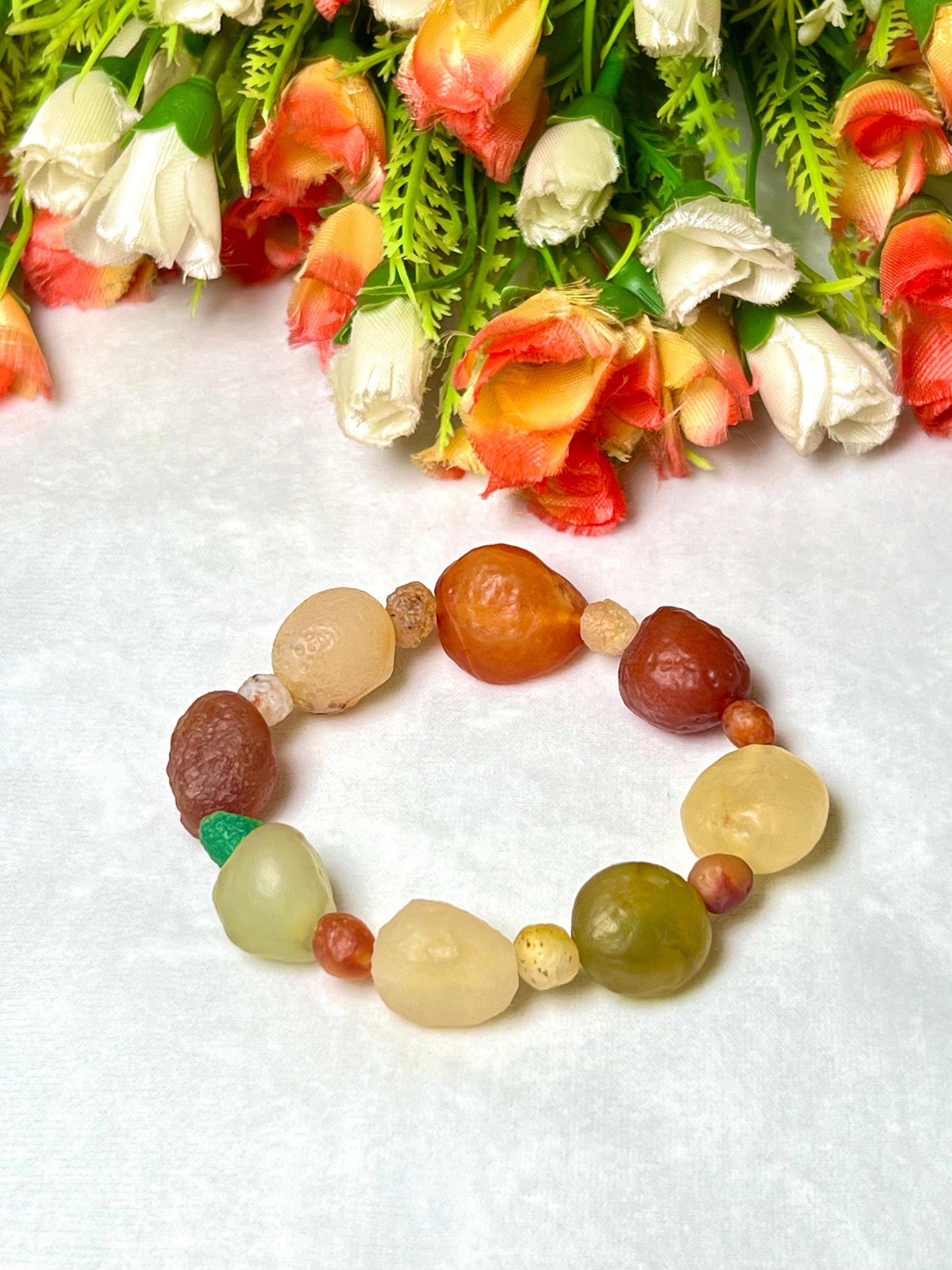 15 MM Gobi Desert Stone Bracelet l Stretchable Bracelet l Unisex Bracelet