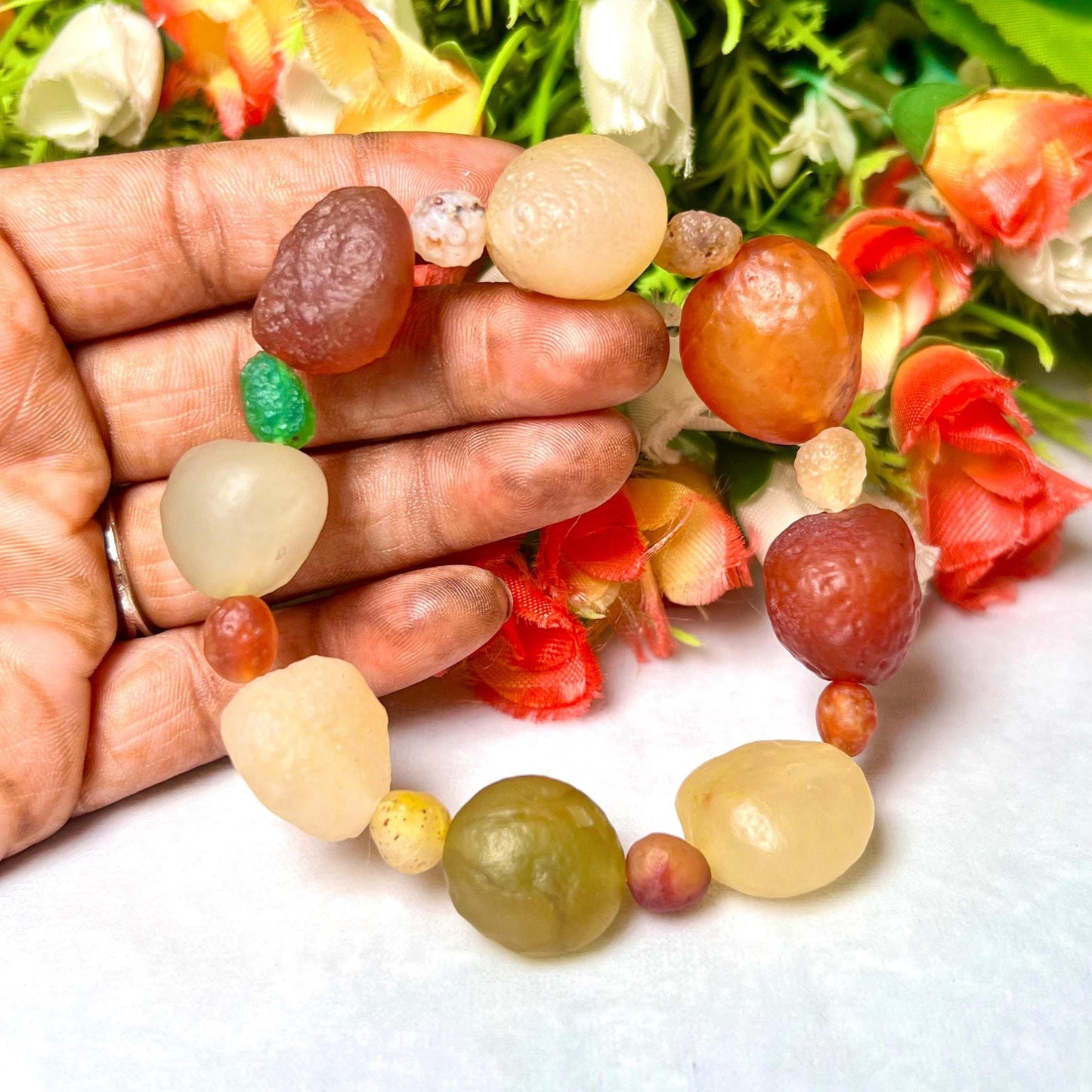 15 MM Gobi Desert Stone Bracelet l Stretchable Bracelet l Unisex Bracelet