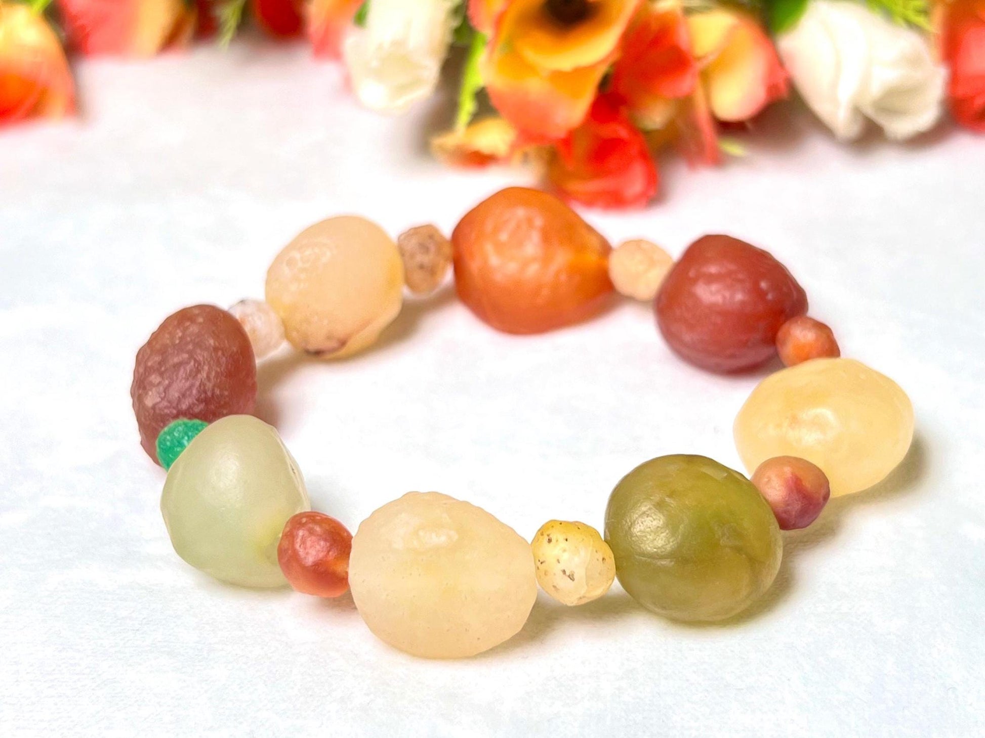 15 MM Gobi Desert Stone Bracelet l Stretchable Bracelet l Unisex Bracelet