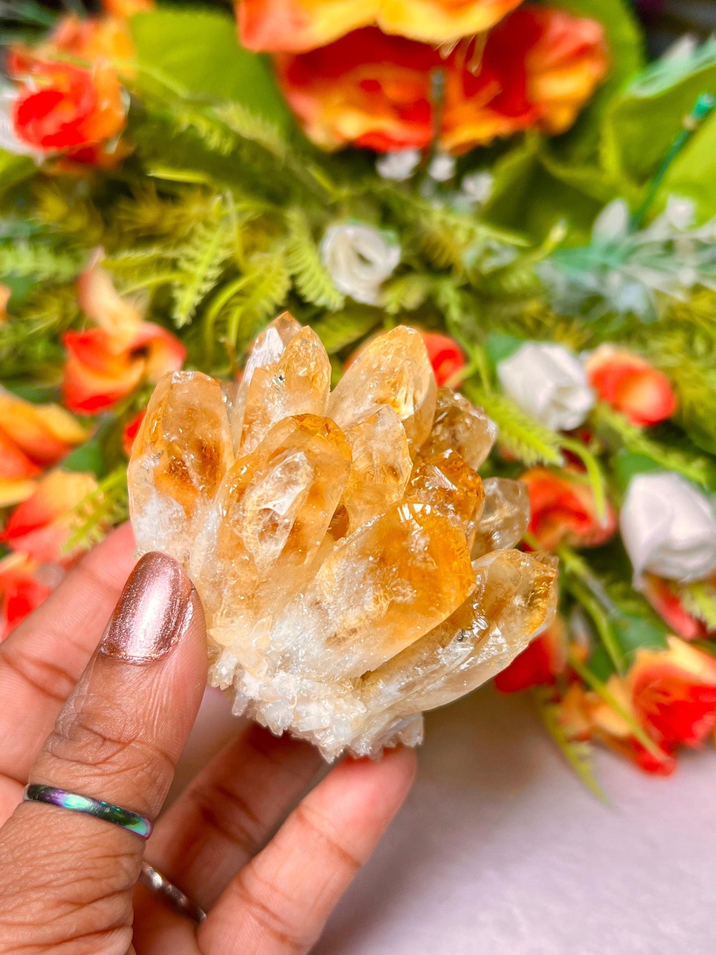 275g+ Orange Quartz Cluster, Energy Crystal Quartz Point VUG,Home Decor, Reiki Healing, Crystal gift 1PC