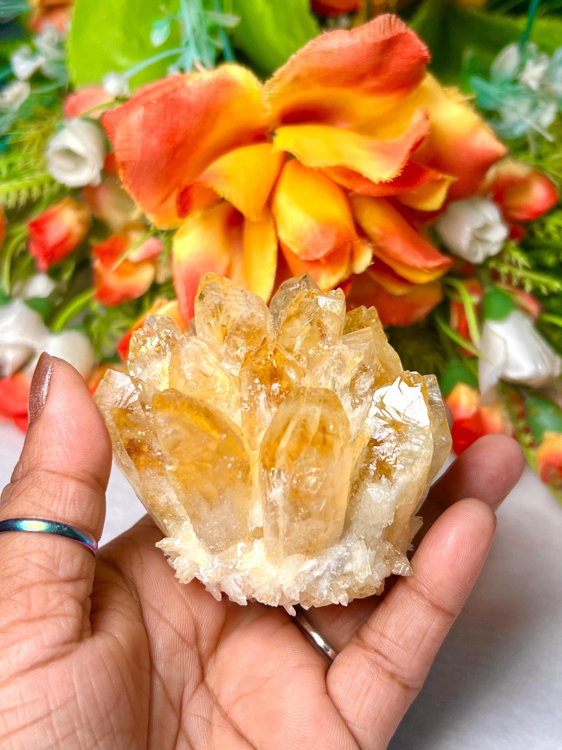 275g+ Orange Quartz Cluster, Energy Crystal Quartz Point VUG,Home Decor, Reiki Healing, Crystal gift 1PC