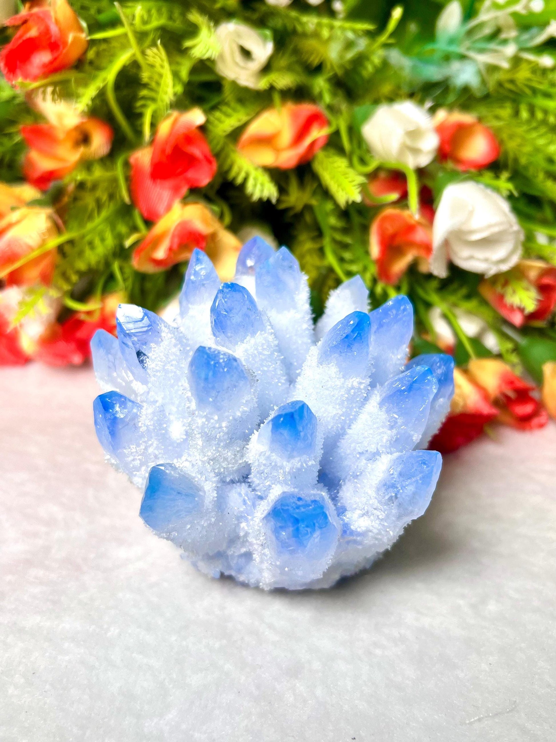 400g+ Blue Quartz Cluster, Energy Crystal Quartz Point VUG,Home Office Decor, Reiki Healing, Crystal gift 1PC