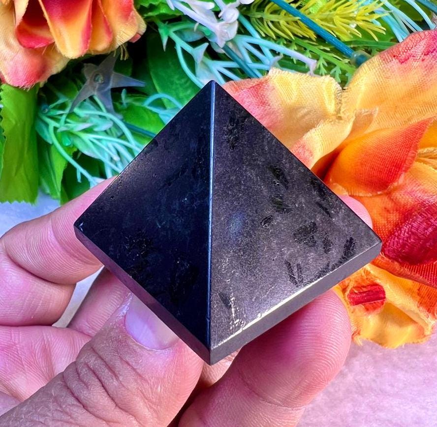 35 MM Black Tourmaline Gemstone Pyramid, Premium Quality 'A' Grade, Healing Crystals, Crystal Grids, Reiki