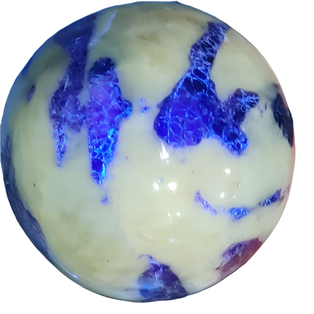 Calcite with Purple Fluorite & Yellow Tourmaline Sphere – 45MM Stone for Clarity, Energy & Spiritual Alignment