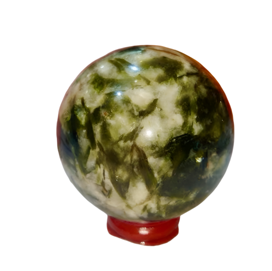 Green Tourmaline Mica Sphere – 60MM Crystal for Protection, Vitality & Grounding Energy
