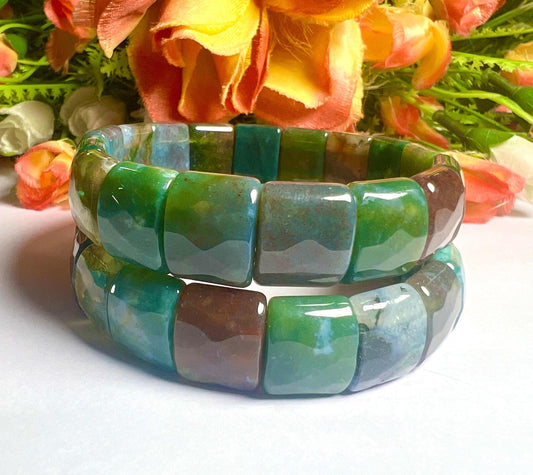 15 MM Blood Fancy Agate Stone Bracelet l Stretchable Bracelet