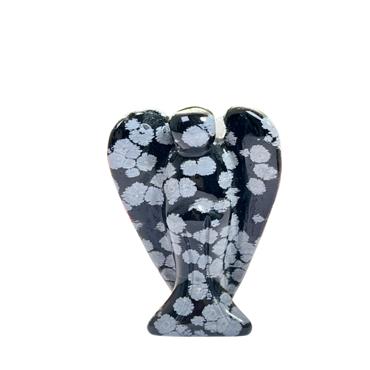 Snowflake Obsidian Angel – 2" Guardian Angel for Protection, Purity & Emotional Release