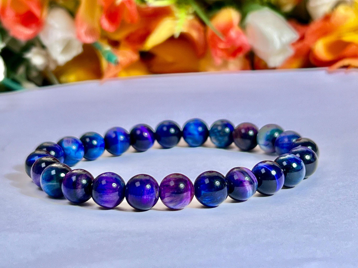 Galaxy Tiger Eye Stone Bracelet l Stretchable Bracelet l Unisex Bracelet l 8 MM Bracelet