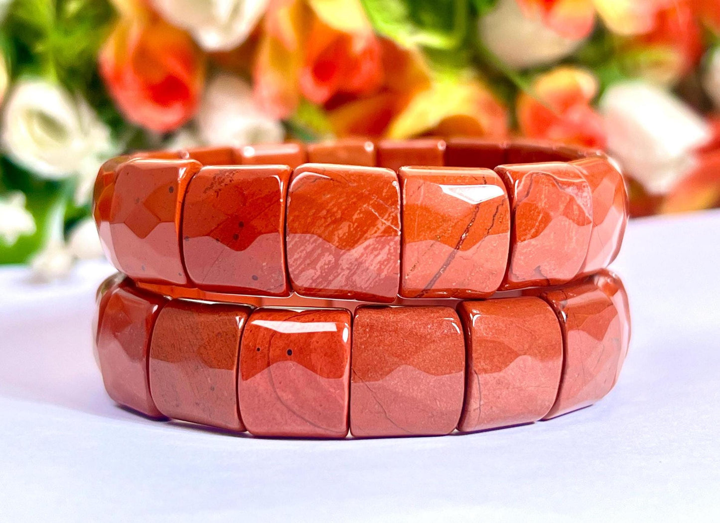 15 MM Red Jasper Stone Bracelet l Stretchable Bracelet High Grade