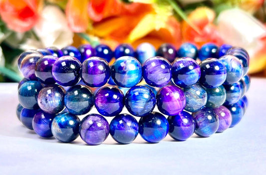 Galaxy Tiger Eye Stone Bracelet l Stretchable Bracelet l Unisex Bracelet l 8 MM Bracelet