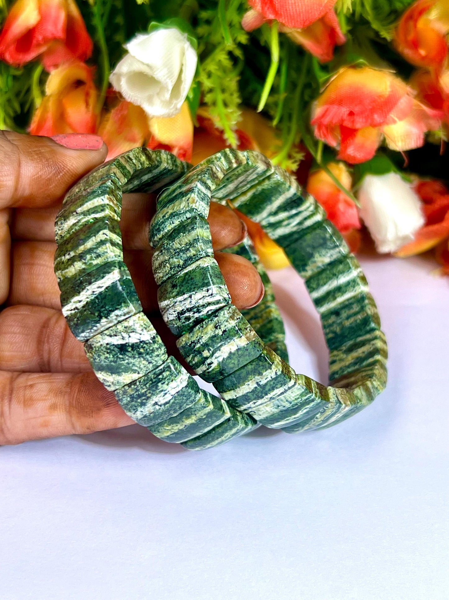 15 MM Chrysotile Stone Bracelet l Stretchable Bracelet AAAAA +++++