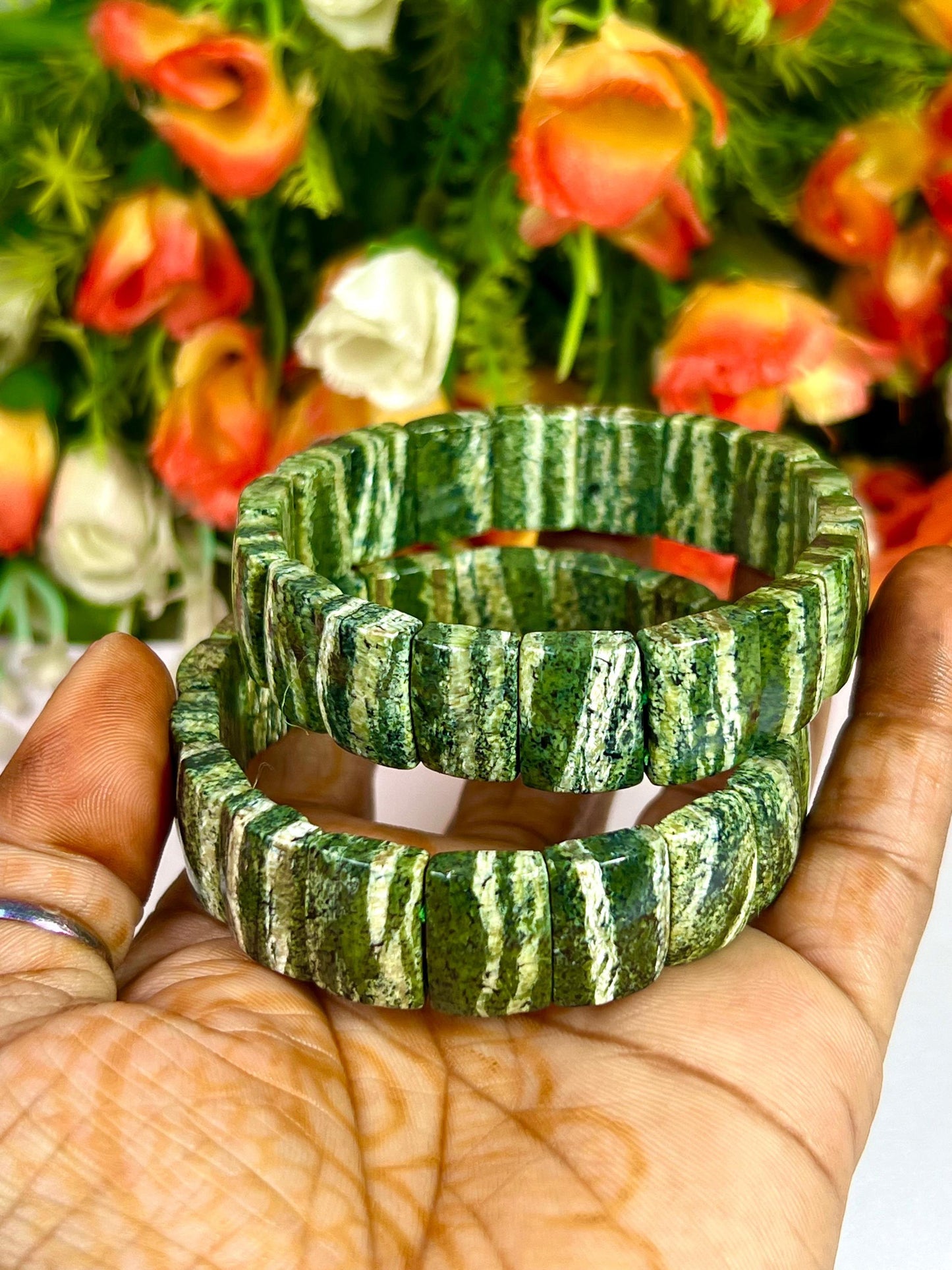 15 MM Chrysotile Stone Bracelet l Stretchable Bracelet AAAAA +++++