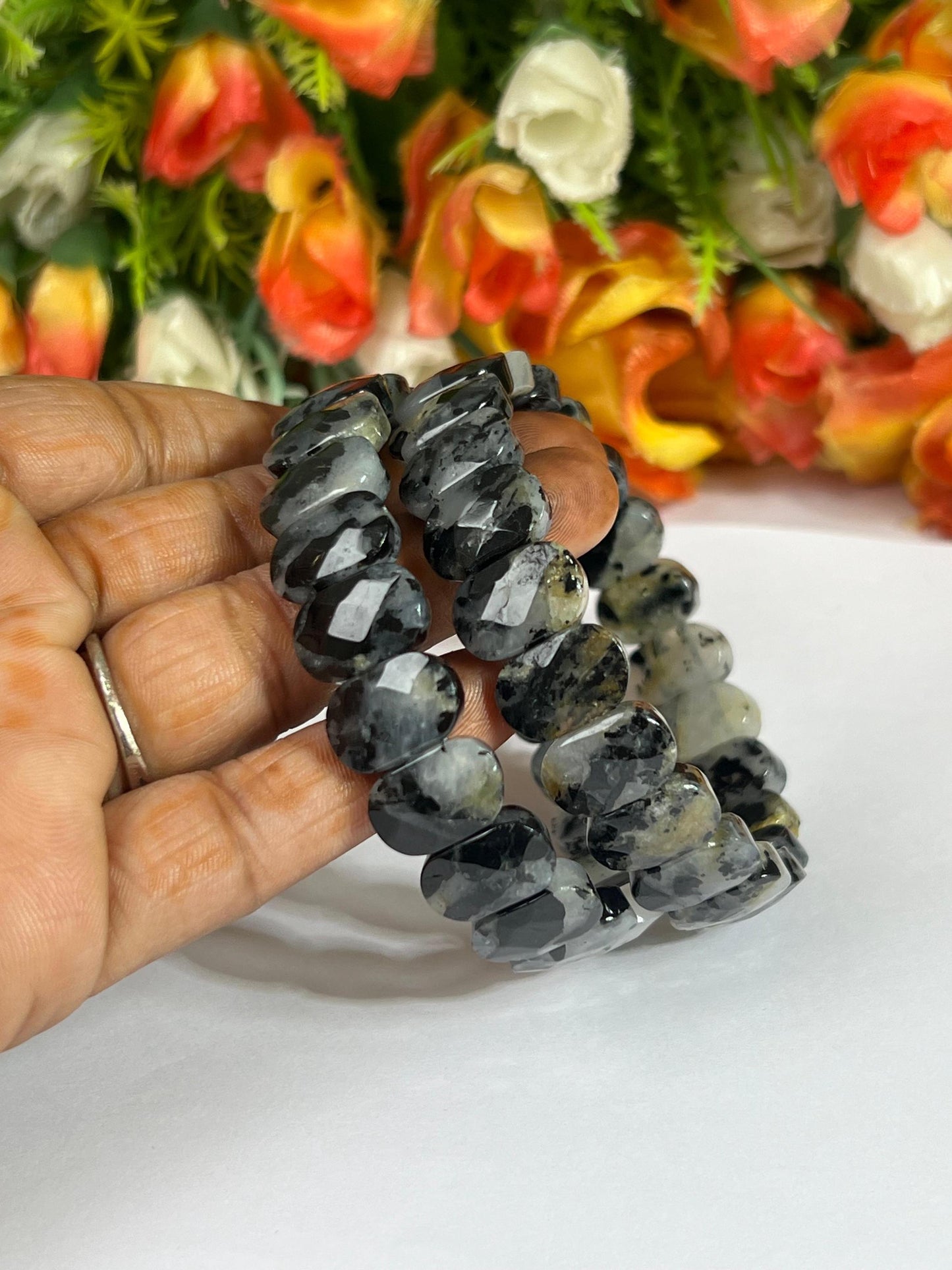15 MM Ilvaite Stone Bracelet l Stretchable Bracelet AAAAA +++++
