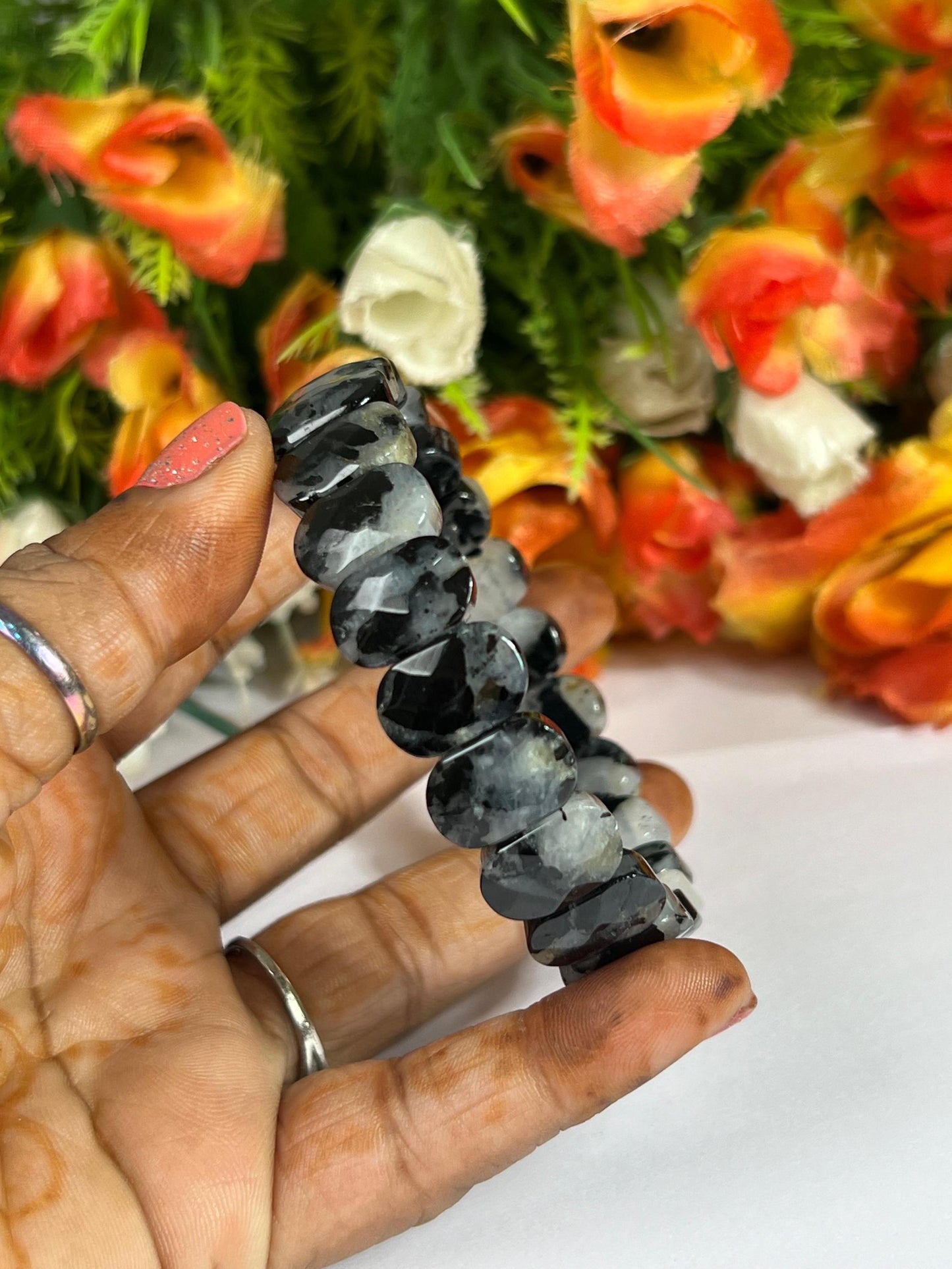 15 MM Ilvaite Stone Bracelet l Stretchable Bracelet AAAAA +++++