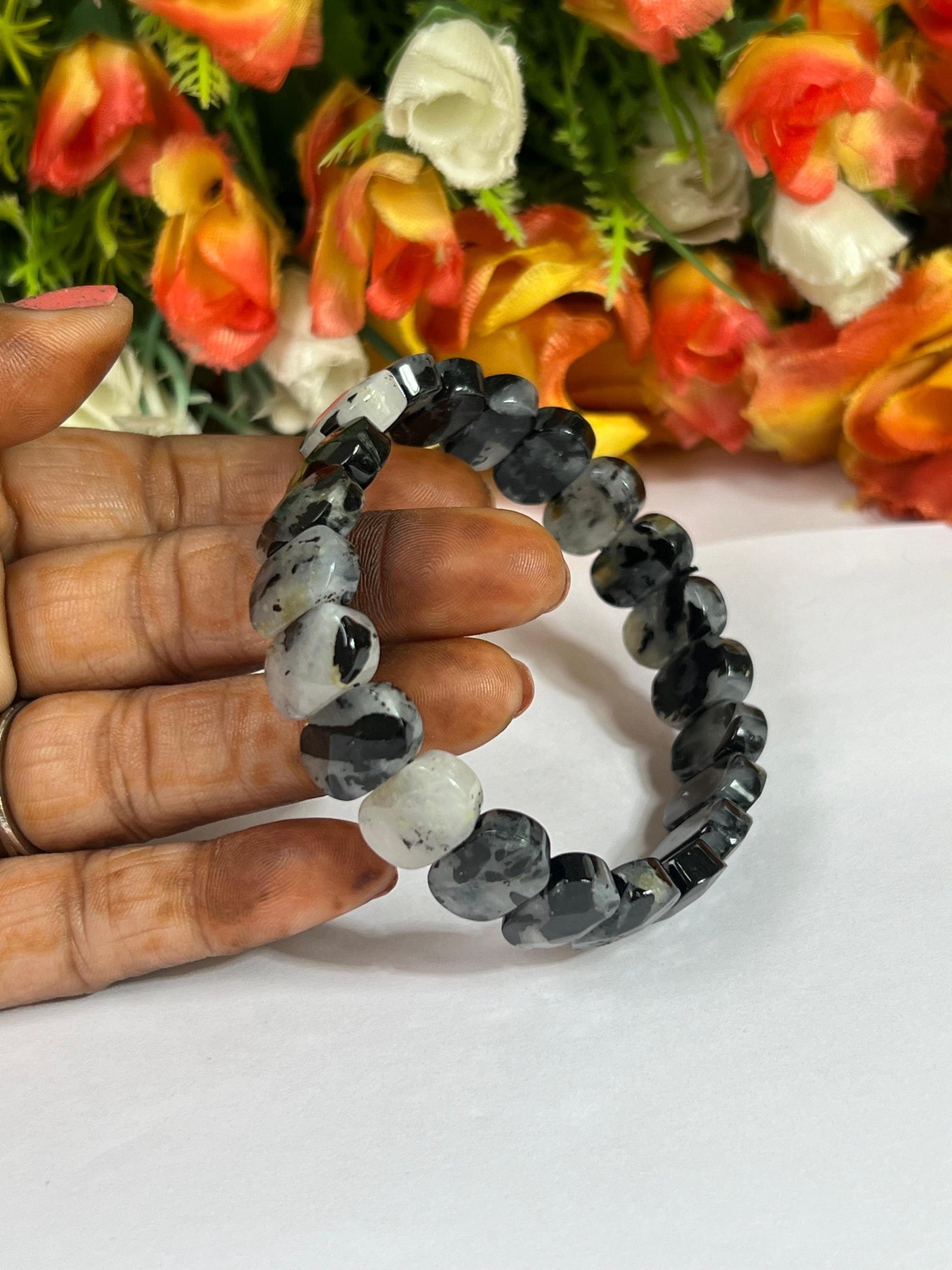 15 MM Ilvaite Stone Bracelet l Stretchable Bracelet AAAAA +++++