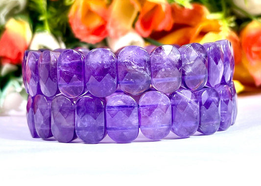 15 MM Amethyst Stone Bracelet l Stretchable Bracelet AAAAA +++++