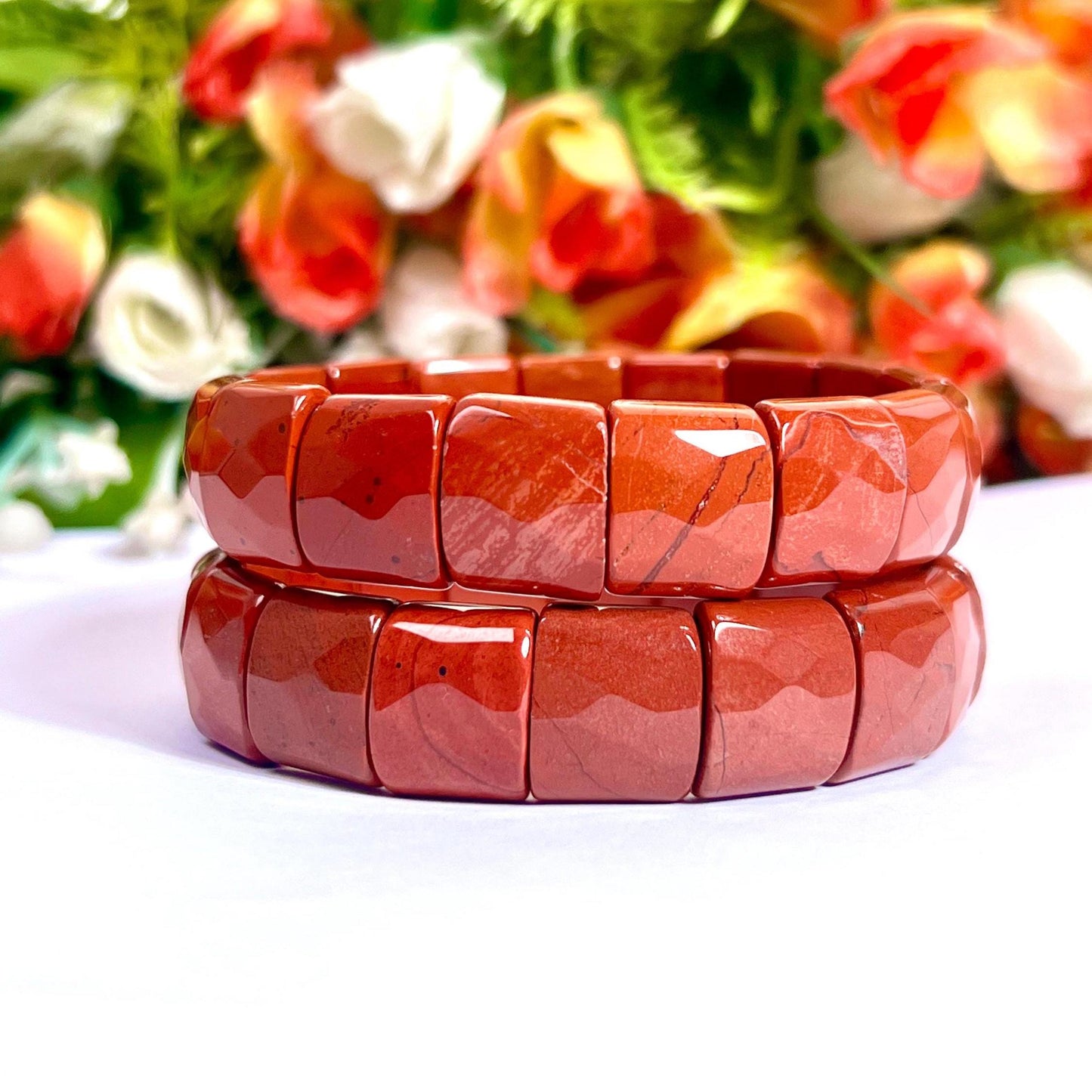 15 MM Red Jasper Stone Bracelet l Stretchable Bracelet High Grade
