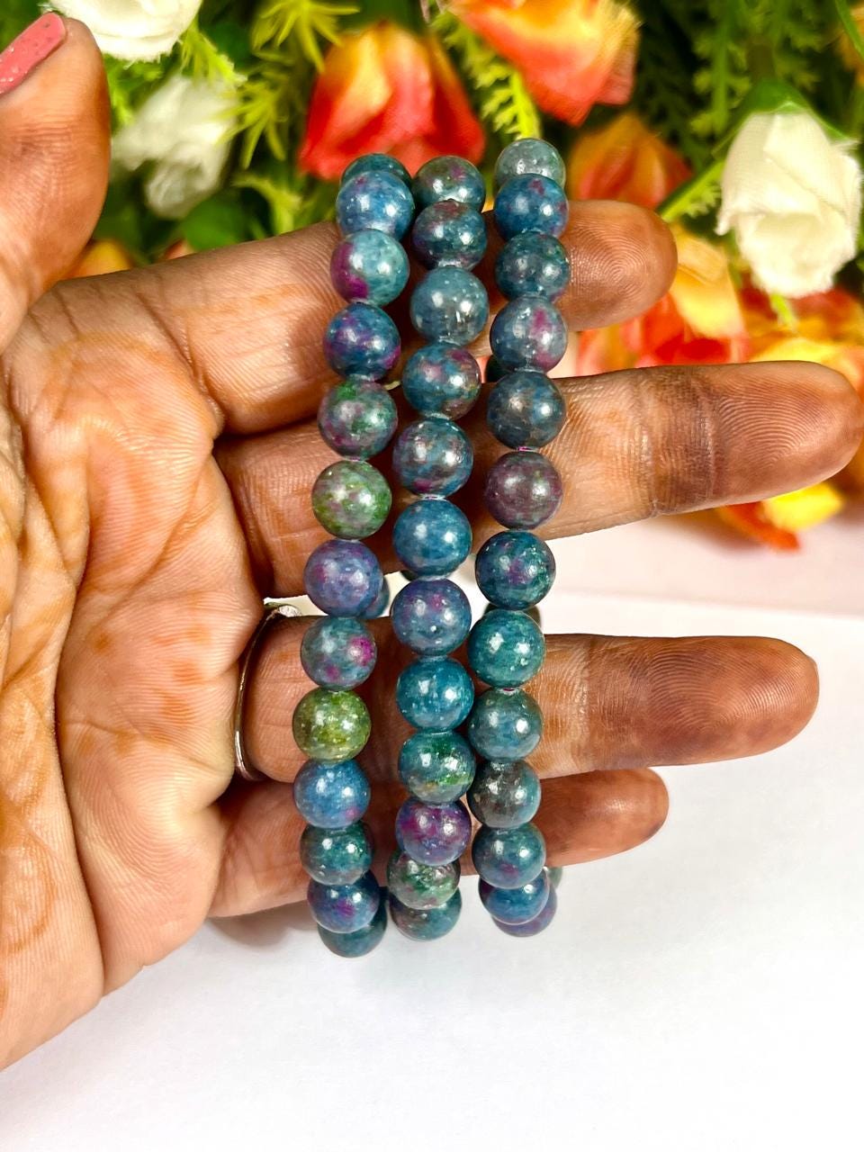 Ruby Kyanite Stone Bracelet l Stretchable Bracelet l Unisex Bracelet l 8 MM Bracelet
