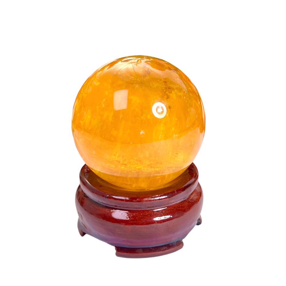 Yellow Fluorite Sphere – 40MM Crystal Ball for Clarity, Confidence & Energy Grids